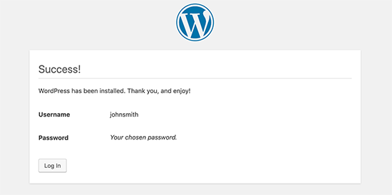 Wordpress installer step 5